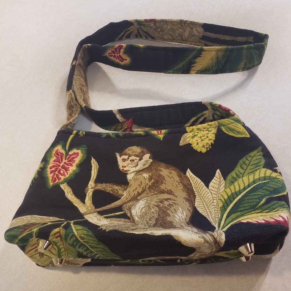 Handmade Jungle/Monkey Crossbody Purse ☆ Bottom Studs ☆ Canvas ☆ Quality